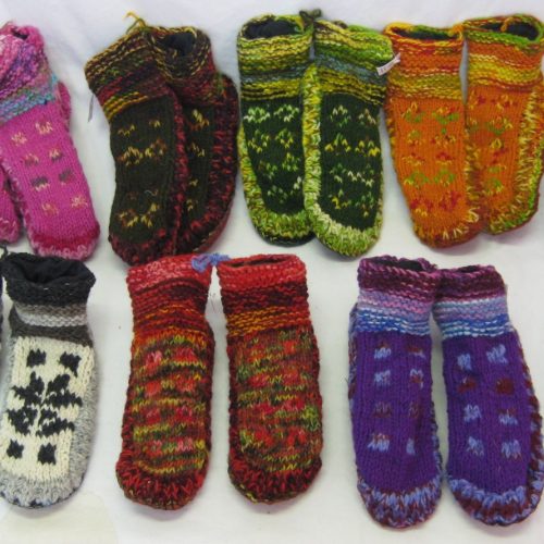 Short Woollen Socks - with stitched on soles and fleece lining