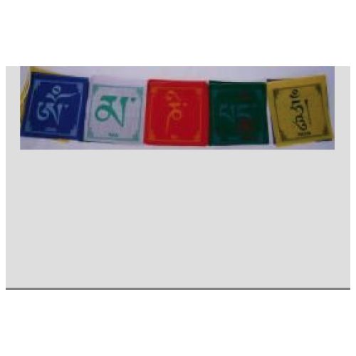 Om Mani Padme Hum Prayer Flags 9 x 10cm - string of 5