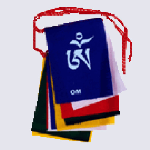 Om Mani Mantra Prayer Flag - string of 10 flags - 8x10cm