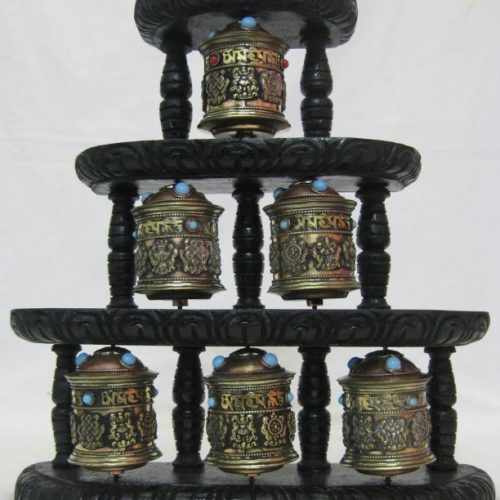 Prayer Wheel - large wooden 6 in 1